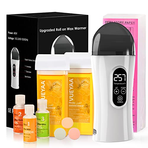 Digital Roll on Wax Kit, Wax Roller Kit for Hair Removal, Waxing Kit for Women, At Home Hair Removal Kit for Larger Areas of the Body, for Sensitive Skin