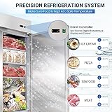 kalifon 54" Commercial Freezer with 2 Solid Door, 49 Cu.ft Reach-in Stainless Steel Freezer, Fan Cooling Freezer for Restaurant, Bar, Home, Shop, and Business(Equip 8 Shelves)