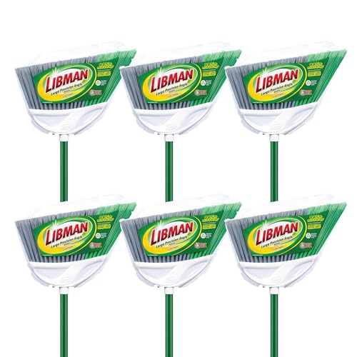 Libman Commercial 205 Large Precision Angle Broom, Steel Handle, 13" Wide, Green and White (Pack of 6)
