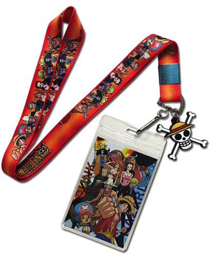 One Piece Luffy and Crews Group Lanyard with Badge ID Holder and PVC Charm