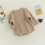 FYBITBO Baby Girl Boy Sweater Knit Oversized Pullover Sweatshirt Romper Onesie Warm Fall Winter Clothes Outfit Newborn (Khaki,0-3 Months)