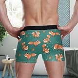 visesunny Men's Boxer Briefs Fox Animal Pattern Soft Breathable Underwear Comfort Stretch Waistband Underpants L