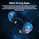 KBEAR KB02 Colorful Resin Shell in Ear Monitor Headphones, Bone Conduction Dynamic Driver Wired Earbuds, IEM Headphones HiFi Earphones with 2Pin 4N OFC Cable 3.5mm Plug for Singers Musicians, Blue