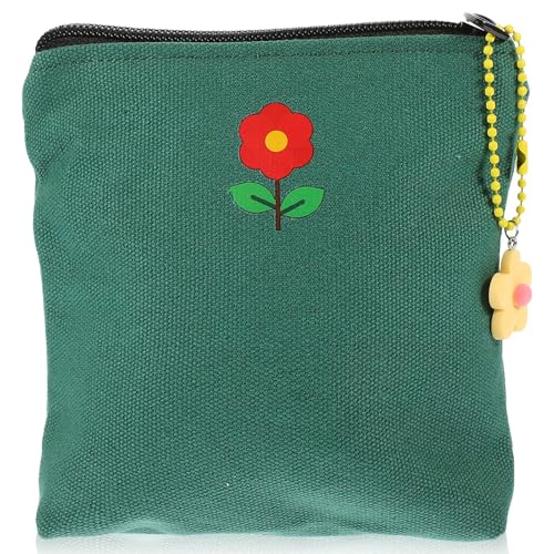 DOITOOL Sanitary Napkin Storage Bag Cute Sanitary Pad Pouch Zipper Pouch Coin Purse Mini Canvas Cash Bags Makeup Bag Toiletry Pouch Portable Coin Bags White Purple Green