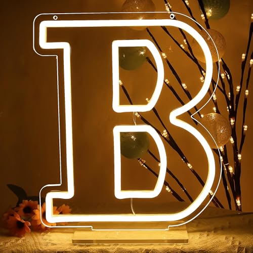 ATTNEON Letter B Neon Sign,Letter Lights 26 Alphabet Neon,Neon Letter Lights for Wedding,Birthday,Party,Anniversary, Letter B Birthday Decor,Bar Decor,Size 11.8 * 10.2 inches（JTD146）