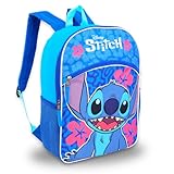 Disney Stitch Travel Backpack with Lunch Box - Bundle of Large Lilo & Stitch Backpack, Stitch & Angel Lunch Bag, & More | Stitch Travel Bags for Girls