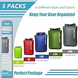 Frelaxy Dry Bag 3-Pack/5-Pack, Ultralight Dry Sack, Outdoor Bags Keep Gear Dry for Hiking, Backpacking, Kayaking, Camping, Swimming, Boating