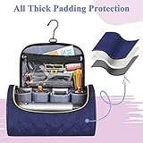 Mancro Padded Travel Case Compatible with Dyson Airwrap Complete Styler and Attachments, Portable Storage Bag with Metal Hanging Hook for Airwrap All Models, Long Barrel, Hair Curler Accessories, Blue