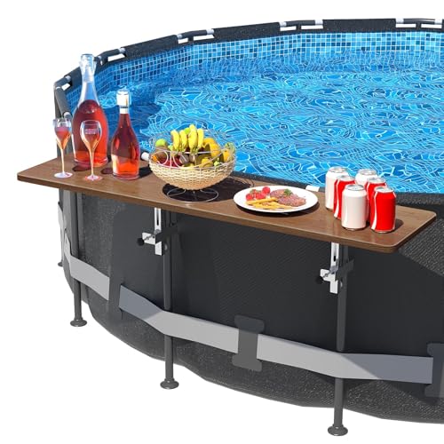 Pool Bar for Above Ground Pool Accessories with 47×11in Tabletop Side Table Swim Up Bar Above Ground Accessories Deck for Drinks & Snacks, Fits 3.7" Top Rail