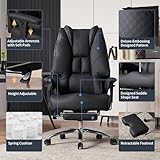 EXCEBET Big and Tall Office Chair 400lbs Wide Seat, Leather High Back Executive Office Chair with Foot Rest, Ergonomic Office Chair Lumbar Support for Lower Back Pain Relief (Black)