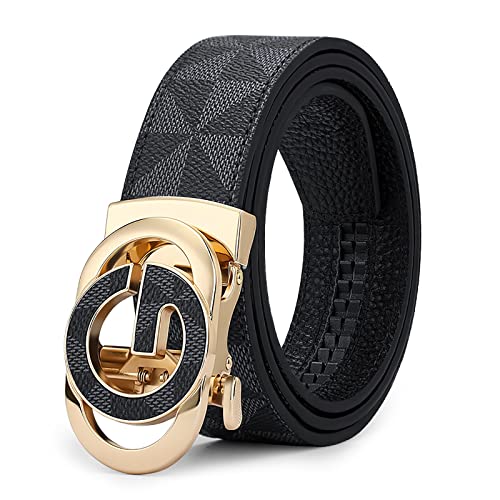 VANNANBA Mens Ratchet Belt Fashion Casual Leather Designer Belts with Automatic Buckle