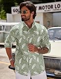 COOFANDY Men's Floral Hawaiian Shirt Long Sleeve Beach Shirt Casual Button Down Shirt