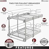 Rev-A-Shelf 2-Tier Kitchen Cabinet Pullout Shelf and Drawer Organizer Slide Out Pantry Storage Basket in Multiple Sizes, 15 x 22 In, 5WB2-1522CR-1