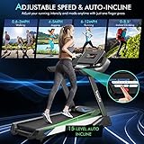 GYMAX Folding Treadmill, 4.75HP Auto Incline Treadmill with LED Monitor, Blue Tooth Speaker, App Control, 20 Preset Programs & Pulse Grip, Foldable Running Walking Jogging Machine for Home Gym