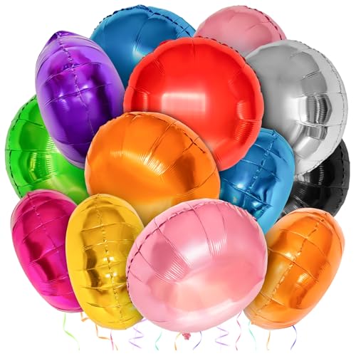 100 Pcs Round Foil Balloons, 18 Inch Colorful Round Mylar Helium Balloon for Party Decorations