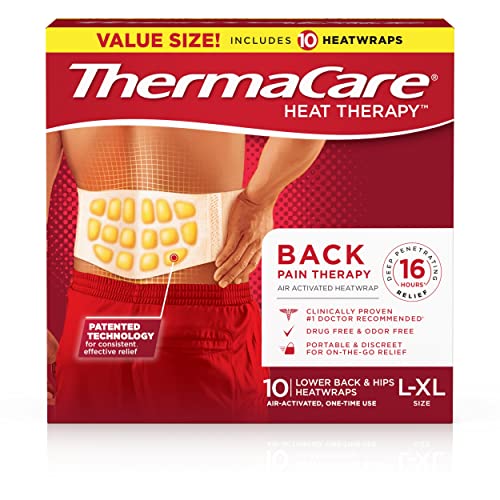 ThermaCare Advanced Back & Hip HeatWraps – Long-Lasting, Disposable Heat Therapy for Lower Back Pain, Muscle Soreness, & Herniated Discs – Drug-Free, HSA/FSA Eligible, (L/XL, 10 Count)