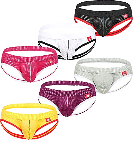 YuKaiChen YKC Men's Jockstrap Athletic Sexy Gay Underwear for Sex Briefs Low Rise 6P01 XL