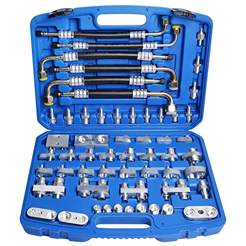 YFIXTOOL 56PCS Automotive Air Conditioner Leak Test Kit, Air Conditioning Leak Detector, A/C Compressor Detection Repair Tool Kit