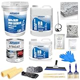 ArmorPoxy Garage Epoxy Floor Kit – 100% Solids - 2 Part Industrial-Grade Coating w/UltraGlaze Topcoat | DIY Slip & Hot Tire Resistant| 300 Sq Ft - Designer Gray - 17 pc kit