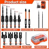 Matework Countersink Drill Bit Set, M2 Cobalt HSS Counter Sink Drill Bit for Wood, Adjustable Depth Drill Bit Set, 15PCS Wood Plug Cutter Drill Bit Set for Woodworking