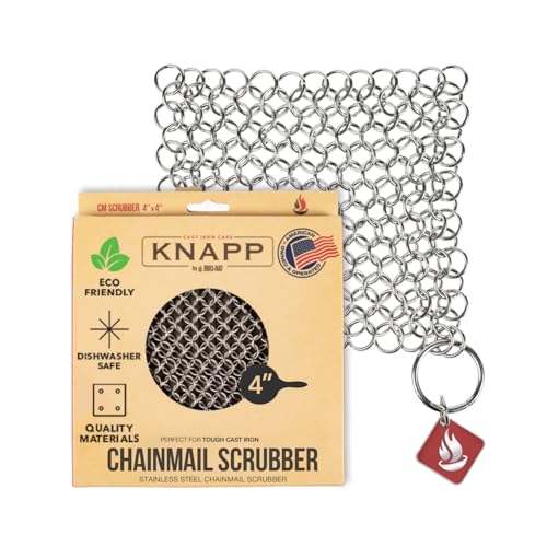 Knapp Made Original CM Scrubber 4" Chainmail Scrubber - Cleaner For Cast Iron, Stainless Steel, Hard Anodized Cookware and Other Pots & Pans
