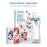 Cirkul 22oz. BPA-Free Plastic Water Bottle Starter Kit with Blue Lid, 2 Flavor Cartridges (1 LifeSip Fruit Punch, 1 FitSip Mixed Berry) Zero Calories and No Sugar