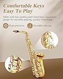 Eastar AS-Ⅱ Student Alto Saxophone E Flat Gold Lacquer Alto Beginner Sax Full Kit With Carrying Sax Case Mouthpiece Straps Reeds Stand