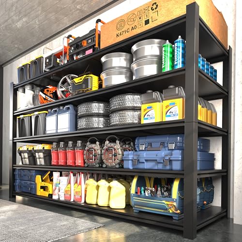 Howzone 60" W Garage Shelving Heavy Duty Metal Shelving 3000LBS Storage Shelves Adjustable 5 Tier Metal Shelves for Storage Industrial Shelves for Garage, Warehouse, 24.2" D x 60'' W x 72'' H