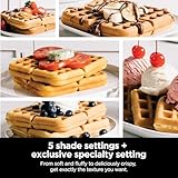 Ninja BW1001 NeverStick PRO Belgian Waffle Maker, Vertical Design, 5 Shade Settings, with Precision-Pour Cup & Chef-curated Recipe Guide, Black & Silver