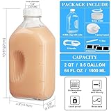 Syntic 4 Pack 2 Qt Glass Milk Bottles with Handle and Airtight Reusable Screw Lid - 64 Oz Glass Juice Bottles, 1/2 Gal Glass Water Bottles, Milk Jug Pitcher with Scale