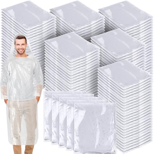 Handepo 150 Pack of Adult Rain Ponchos with Hood, Disposable Rain Ponchos, Plastic Emergency Raincoat Poncho for Adult Men Women, Traveling Camping Hiking Outdoors Activities