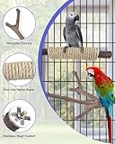 Bissap 5PCS Large Bird Perch Stand, Natural Wood Pole Standing Paw Grinding Fork Parrot Cage Branch with Rope for Macaw African Grey Amazon Pet Medium Large Birds Cage Accessories