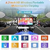 Carpuride W603 Motorcycle Carplay Screen, Wireless CarPlay & Android Auto for Moto, Remote Control，6.3" Waterproof Touchscreen, BT Trans, GPS Navigation, Siri, G00gle Assistant