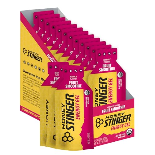 Honey Stinger Organic Fruit Smoothie Energy Gel | Gluten Free & Caffeine Free | for Exercise, Running and Performance | Sports Nutrition for Home & Gym, Pre and Mid Workout | 12 Pack, 13.2 Ounce