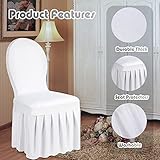 Oudain Chair Slip Covers with Skirt Wedding Long Stretch Spandex Dining Chair Cover Protectors Removable and Washable for Hotel and Wedding Ceremony(White,50 Pieces)