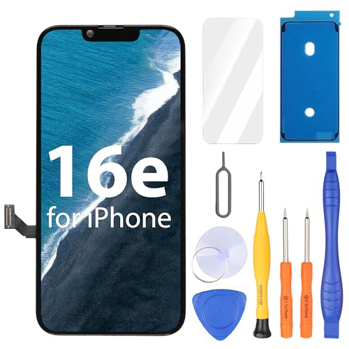 Ayake for iPhone 16e Screen Replacement, 6.1 inch FHD LCD Display and Touch Digitizer Screen, True Tone Programmable, Face ID Remains (for A3212, A3408, A3410, A3409)