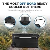 Newair Portable 80 Qt. Electric Car Camping Cooler with 4 Battery Protection Modes, Dual Zone Fridge and Freezer Storage, Retractable Handle, Outdoor Wheels and Rugged Construction