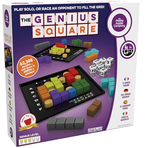 The Genius Square – Game of the Year Award Winner! 60000+ Solutions STEM Puzzle Game! Roll the Dice & Race Your Opponent to Fill The Grid by Using Different Shapes! Promotes Problem Solving Training