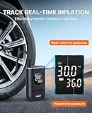 Tire Inflator Portable Air Compressor-ZGZUXO 150PSI Cordless Air Pump for Car Tires with Pressure Gauge LED Light, Electric Bike Tire Pump for Car Motorcycle Bicycle Ball, Bike Accessories