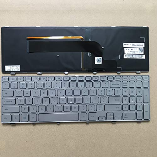 Sierra Blackmon US Layout Laptop Keyboard for Dell Inspiron 15-7000 7537 Series Silver Framed with Backlight NSK-LG0BW 9Z.NAUBW.01D
