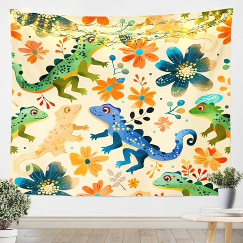 Erosebridal Dinosaur Tapestries, Cartoon Dions Tapestry For Kids Boys, Kawai Animal Wall Hangings Lovely Flower Chic Floral Wall Art Soft Lightweight Room Home Decor, Xlarge 70X92 Inches
