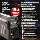 LOTOS LTP5800D 58A Plasma Cutter 5/8" 16mm Clean Cut 3/4" 20mm Severance Cut, 15% Boost Cutting Speed, Non-Touch Pilot Arc Plasma Metal Cut Machine, Plasma Cutting Equipment, Dual Voltage 110V 220V