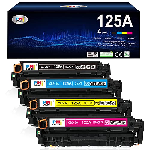 125A Toner Cartridges 4-Pack Replacement for HP Color CP1215,CM1312nfi,CM1312 MFP,CP1518ni,CP1515n Printer (Black,Cyan,Magenta,Yellow)