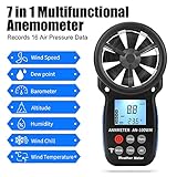 AIOMEST Handheld Anemometer AI-100WM Electronic Barometer Wind Speed Chill Temperature Meter Tester for Air Flow, Velocity, Pressure, Humidity Gauge