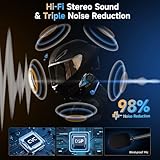 Motorcycle Intercom Headset, Moman H2E Eagle-Like Communication System with Dual Chips for Audio Multitasking HiFi Sound/Music Sharing/FM/AI Voice (2Pack), Motorcycle-Intercom-Helmet-Headset-Headphone