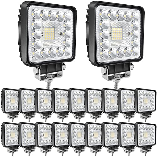 SAN YOUNG LED Work Lights for Truck 4 Inches LED Light Pods 120W 10000lm 12V 24V Tractor ATV UTV RV Boat Pickup Golf Cart LED Off Road Driving Lights, 20Pack