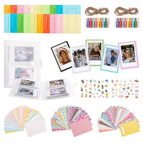HIYQIN 8 in 1 - Mini Photo Accessories for Instax Mini Film, Magnetic Photo Frames/Album/Stickers for Fujifilm Instax Mini 12/11/9/SE/7S/99/40/EVO, for Instax Photo Display