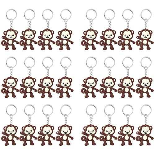 Elecrainbow 24 Pack Monkey Keyring Pack Party Favor for Monkey Lover, Guest Return Gift, Jungle Animal Themed Party, Baby Shower, Birthday