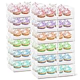 Cedilis 12 Pack Clear Cupcake Boxes, 12 Count Cupcake Containers with Gift Ribbon, Plastic Cupcake Carrier Holder for Cookies, Muffins, Bakeries