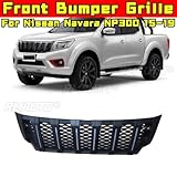 Car Bumper LED Grill Compatible with Nissan Navara NP300 2015-2019 Racing Grills Grille Tunning Part Car Accessories (Black)